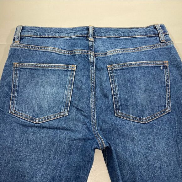 Zara Premium Jeans Women’s 8 Blue Denim High Rise Distressed Tapered Leg - Picture 5 of 12